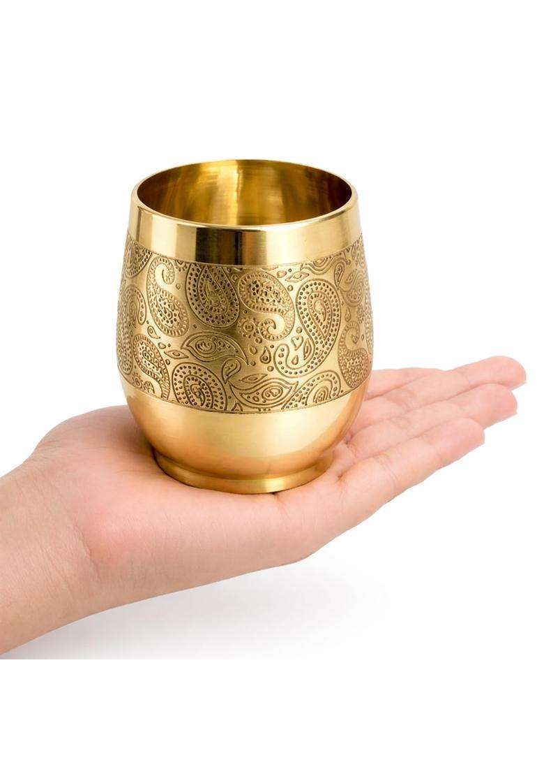 Putrika Traditional Handcrafted Brass Etched Glass with Embossed Design - Indya