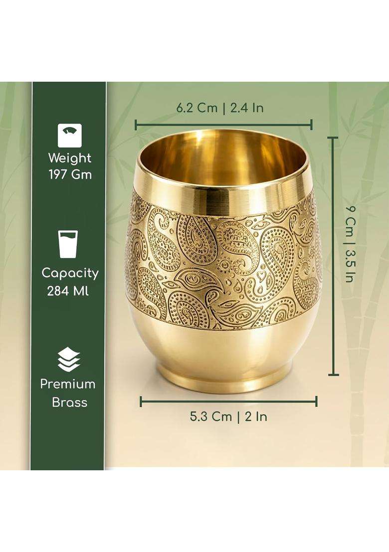 Putrika Traditional Handcrafted Brass Etched Glass with Embossed Design - Indya