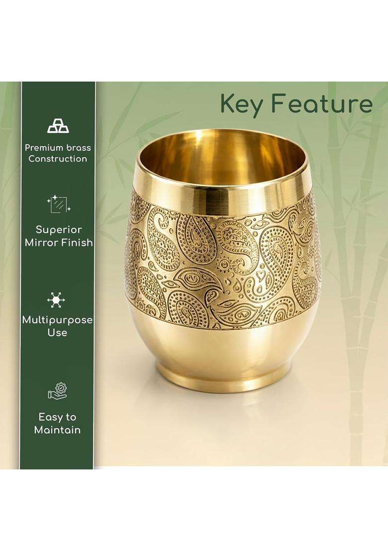 Putrika Traditional Handcrafted Brass Etched Glass with Embossed Design - Indya