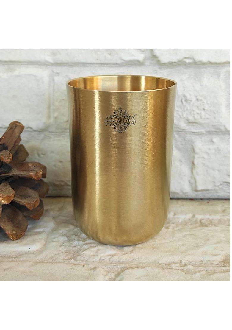 INDIAN ART VILLA Brass Glass Tumbler with Matt Finish | 300 ml | 10.1 fl oz - Indya