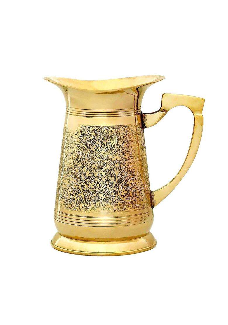 Karmbhumi Pure Brass Jug Pitcher | 1000 ml | 33.8 fl oz - Indya