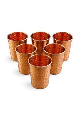 i2collections Pure Copper Water Glass | 300 ml | 10.1 fl oz | 6-Piece Set | Handcrafted | Hammered Finish
