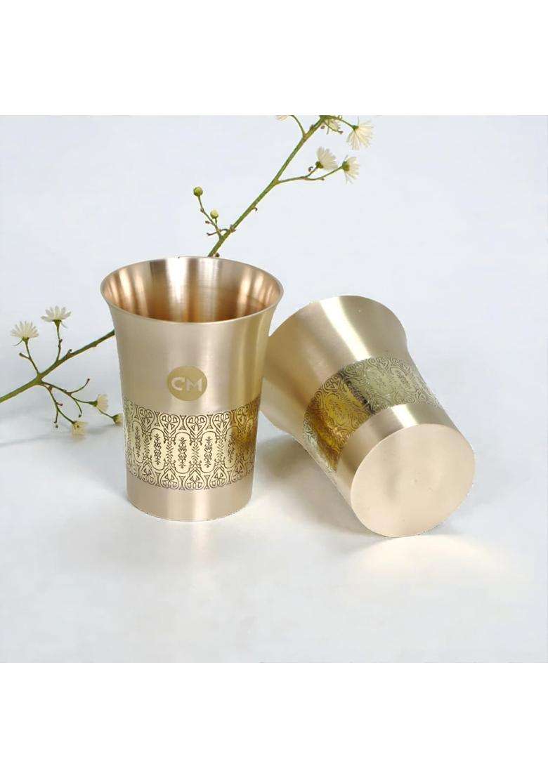 Copper-Master Pure Brass Plain Drinking Glass Tumbler | Pack of 2 - Indya