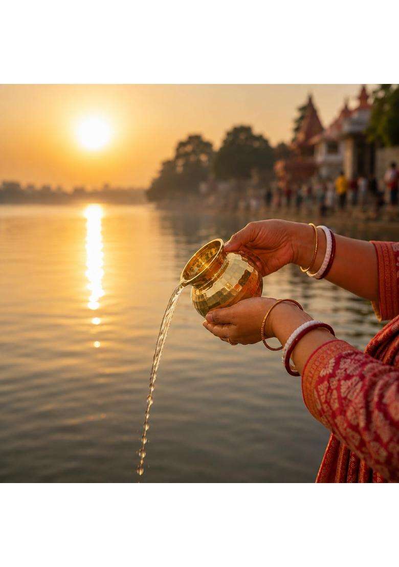 Pure Source India Diamond Cut Brass Lota Water Pot for Puja | 500 ml | 16.9 fl oz | 4 Inch - Indya