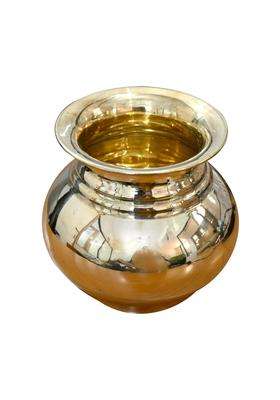 Adoko 100 Pure Brass Lota Water Pot for Puja and Temple Use | 500 ml | 16.9 fl oz | Handcrafted | Rust Resistant