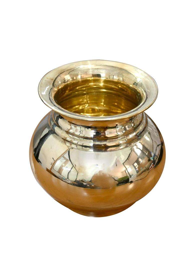 Adoko 100 Pure Brass Lota Water Pot for Puja and Temple Use | 500 ml | 16.9 fl oz | Handcrafted | Rust Resistant - Indya