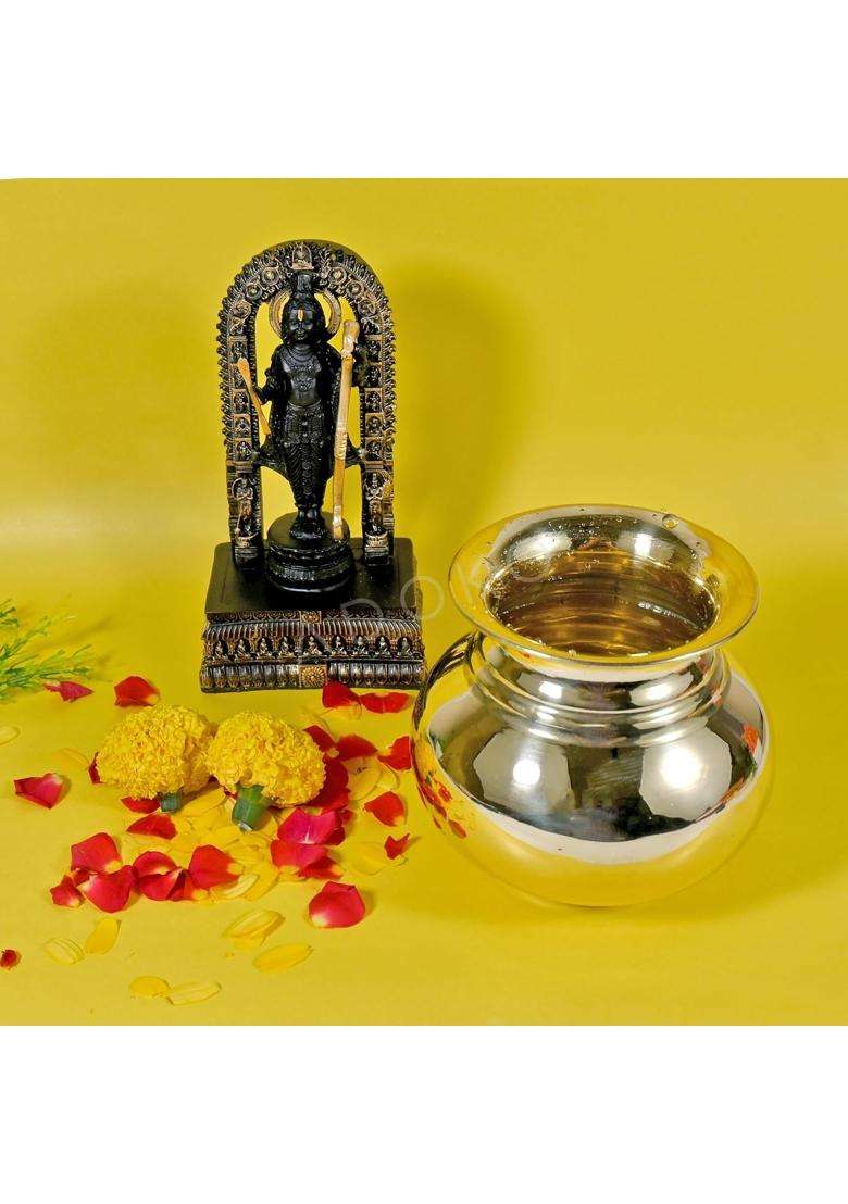 Adoko 100 Pure Brass Lota Water Pot for Puja and Temple Use | 500 ml | 16.9 fl oz | Handcrafted | Rust Resistant - Indya