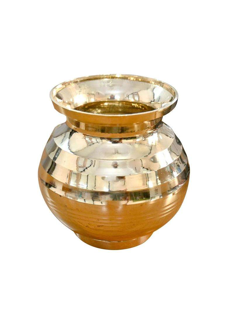 Adoko Brass Shubh Lota Water Pot for Puja | 300 ml | 10.1 fl oz | BPA Free | Non-Toxic | Rust Resistant - Indya