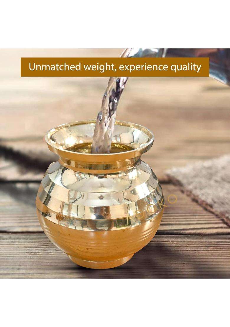 Adoko Brass Shubh Lota Water Pot for Puja | 300 ml | 10.1 fl oz | BPA Free | Non-Toxic | Rust Resistant - Indya
