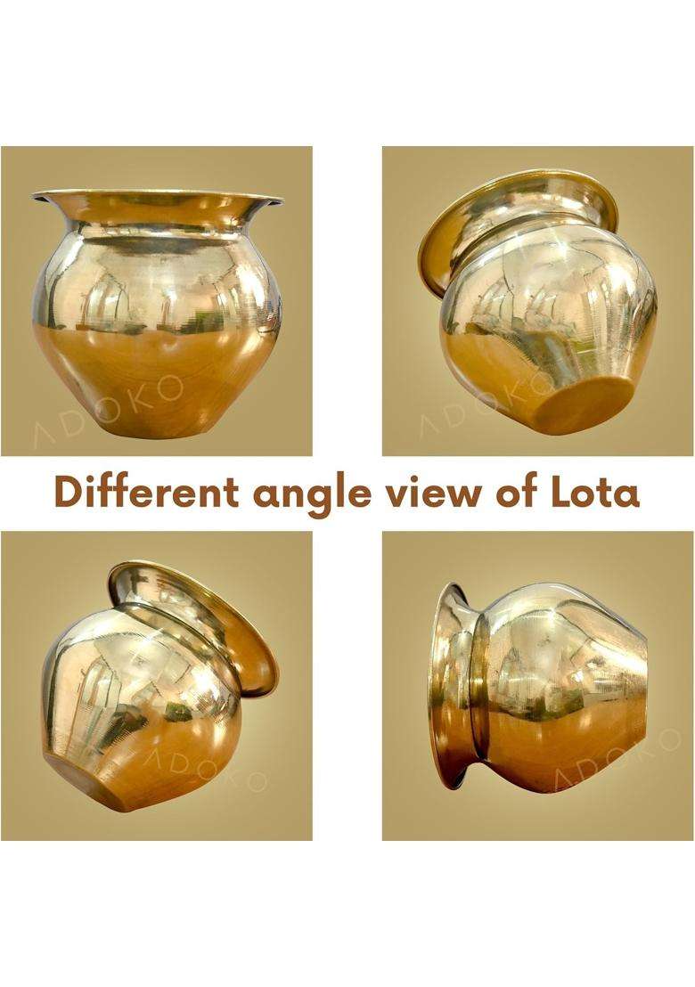 K.U.H.. Handmade Brass Kumkuma Lota Water Pot Kalash | 200 ml | 6.8 fl oz - Indya