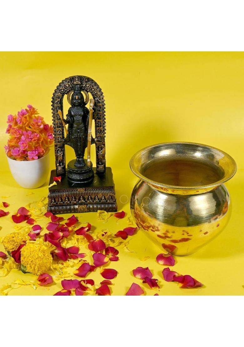 K.U.H.. Handmade Brass Kumkuma Lota Water Pot Kalash | 200 ml | 6.8 fl oz - Indya