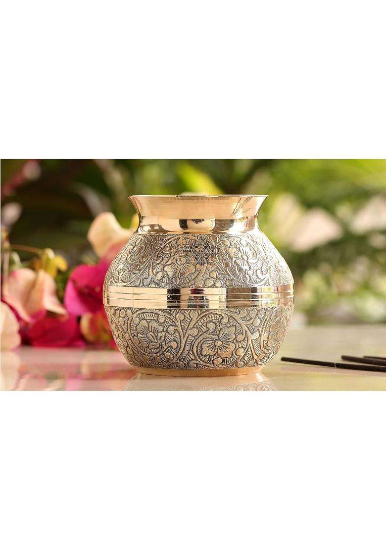 INDIAN ART VILLA Pure Brass Lota Water Pot for Pooja | 350 ml | 11.8 fl oz | Handcrafted - Indya
