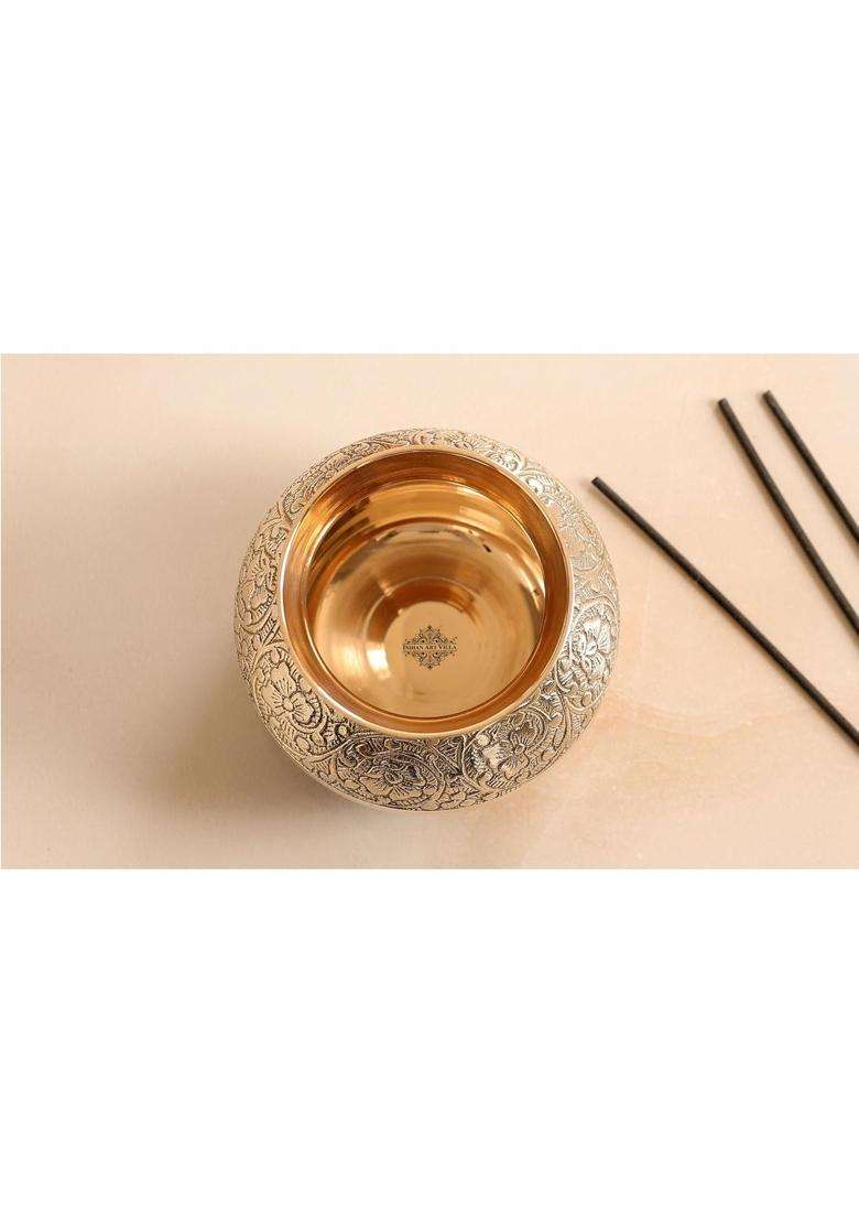 INDIAN ART VILLA Pure Brass Lota Water Pot for Pooja | 350 ml | 11.8 fl oz | Handcrafted - Indya