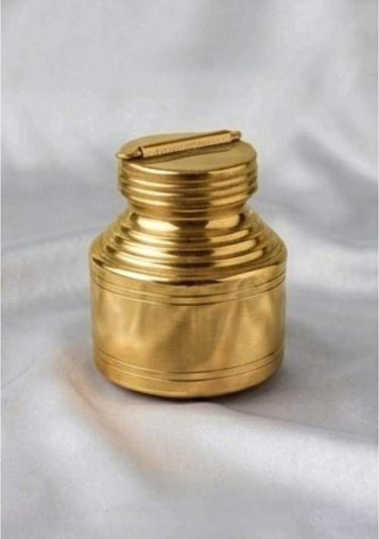 Desi Dhatu Pure Brass Pital Kalash Sacred Pot | 500 ml | 16.9 fl oz | With Lid - Indya