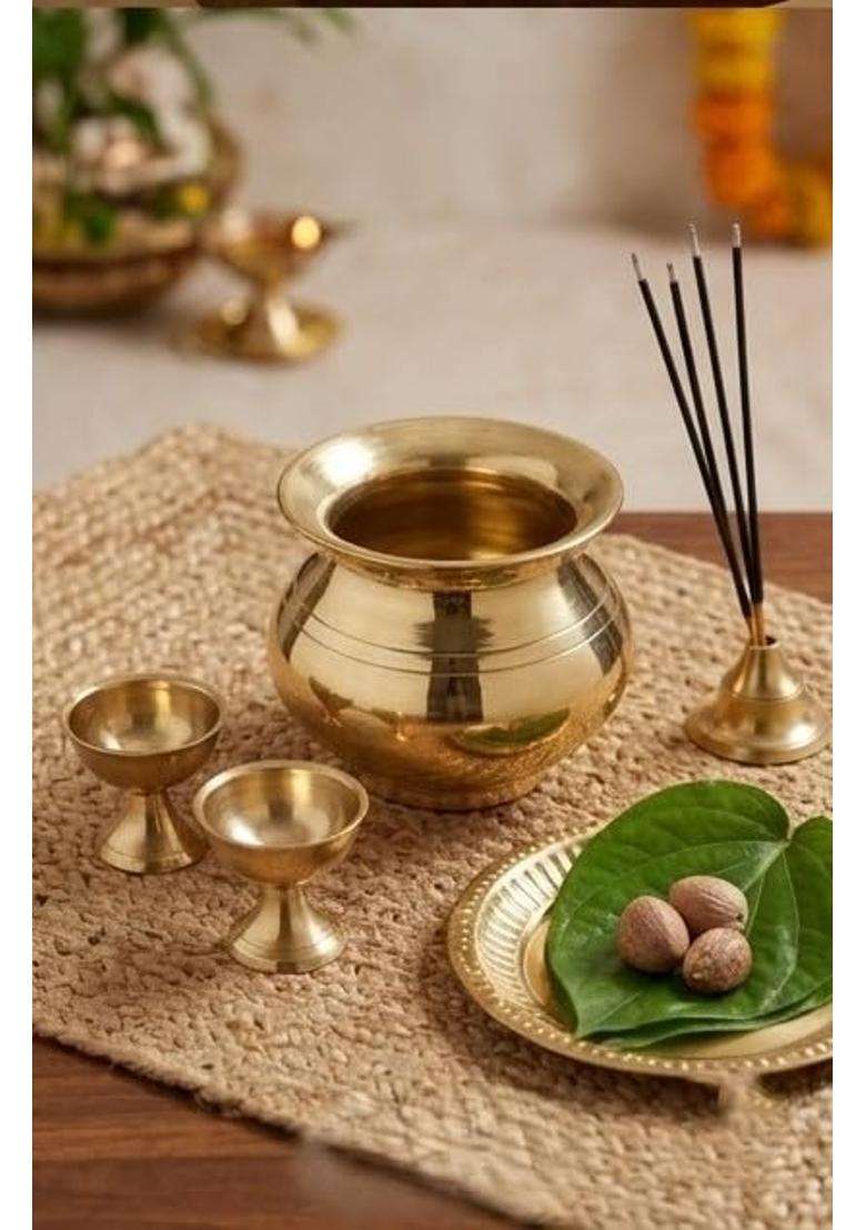 Desi Dhatu Pure Brass Pital Lota Water Pot | 300 ml | 10.1 fl oz - Indya