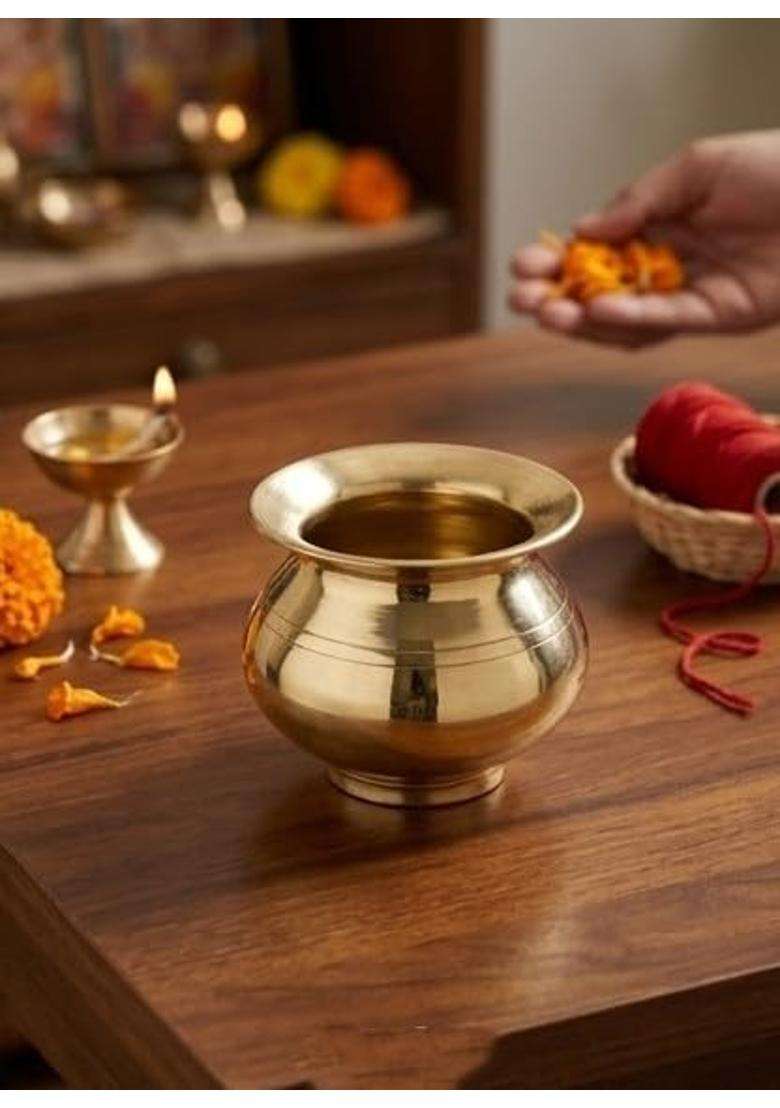 Desi Dhatu Pure Brass Pital Lota Water Pot | 300 ml | 10.1 fl oz - Indya
