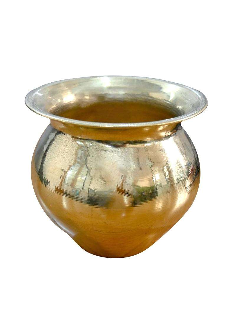 Adoko Traditional Brass Kalash Lota Water Pot | 250 ml | 8.5 fl oz | Handcrafted | Leak Proof - Indya