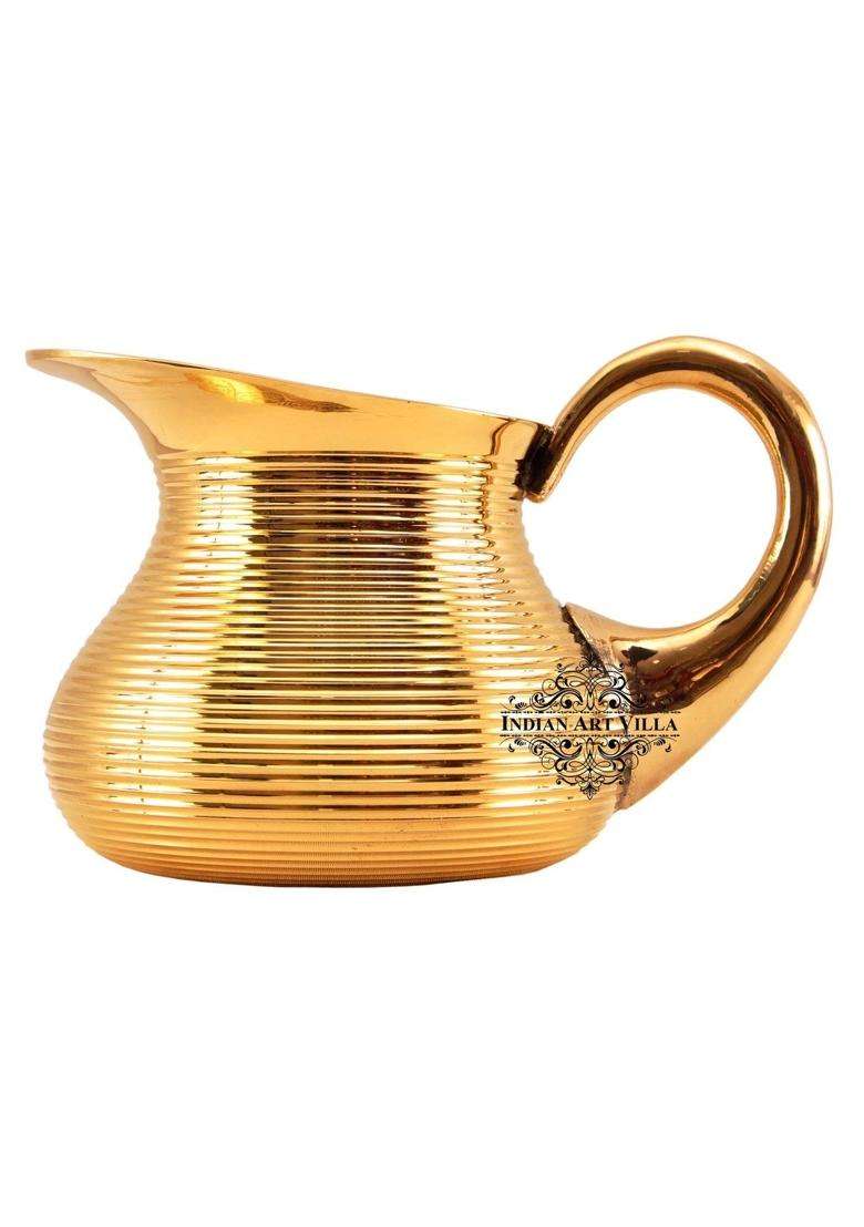 INDIAN ART VILLA IndianArtVilla Brass Lining Designer Jug Pitcher | 1200 ml | 40.6 fl oz - Indya