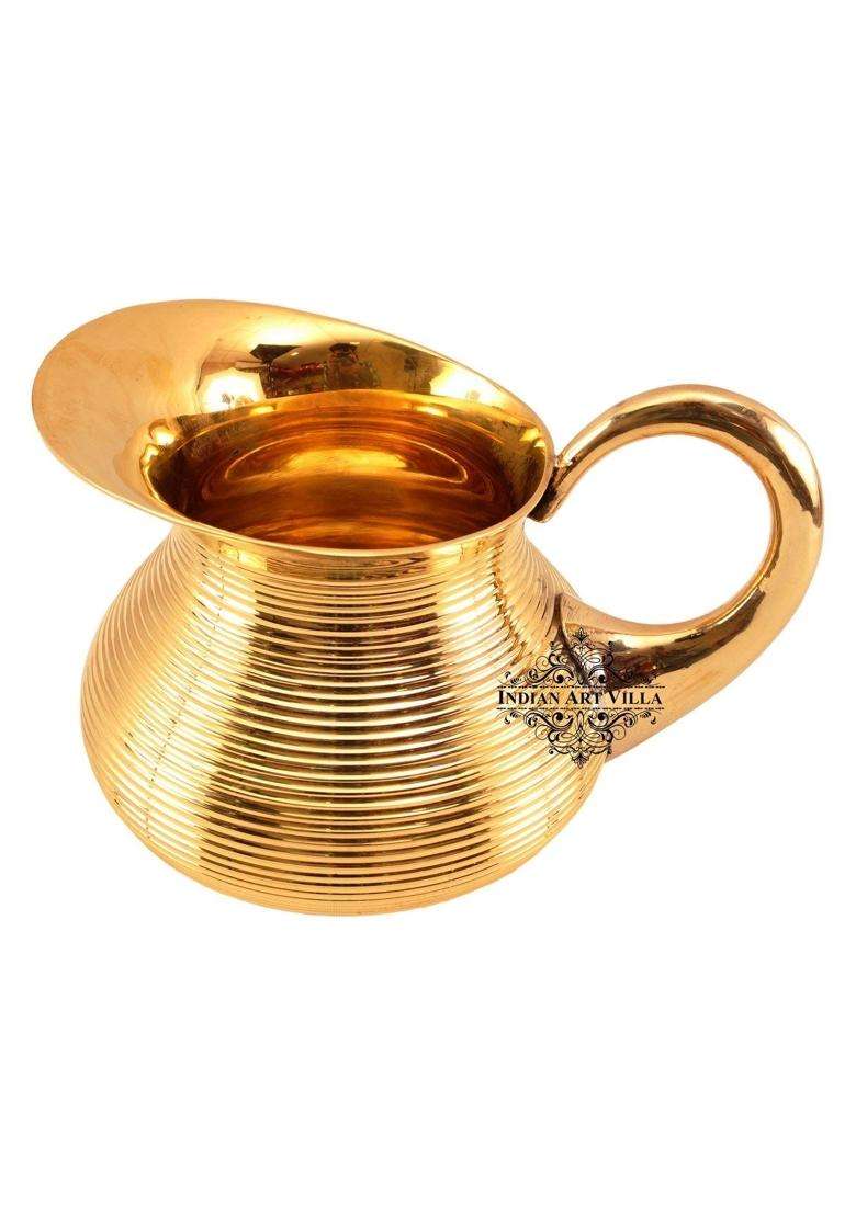 INDIAN ART VILLA IndianArtVilla Brass Lining Designer Jug Pitcher | 1200 ml | 40.6 fl oz - Indya