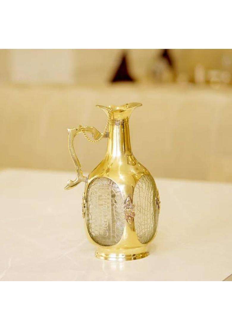 Brass Globe Brass Water Old Monk Glass Jug Pitcher - Indya