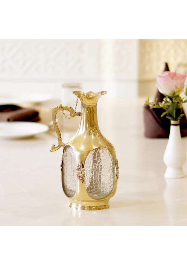Brass Globe Brass Water Old Monk Glass Jug Pitcher - Indya