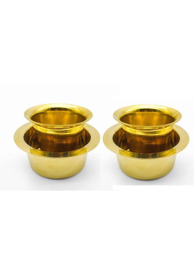 Adoko Traditional Brass Dabara Set for Filter Coffee and Tea | 100 ml | 3.4 fl oz | 4-Piece Set - Indya