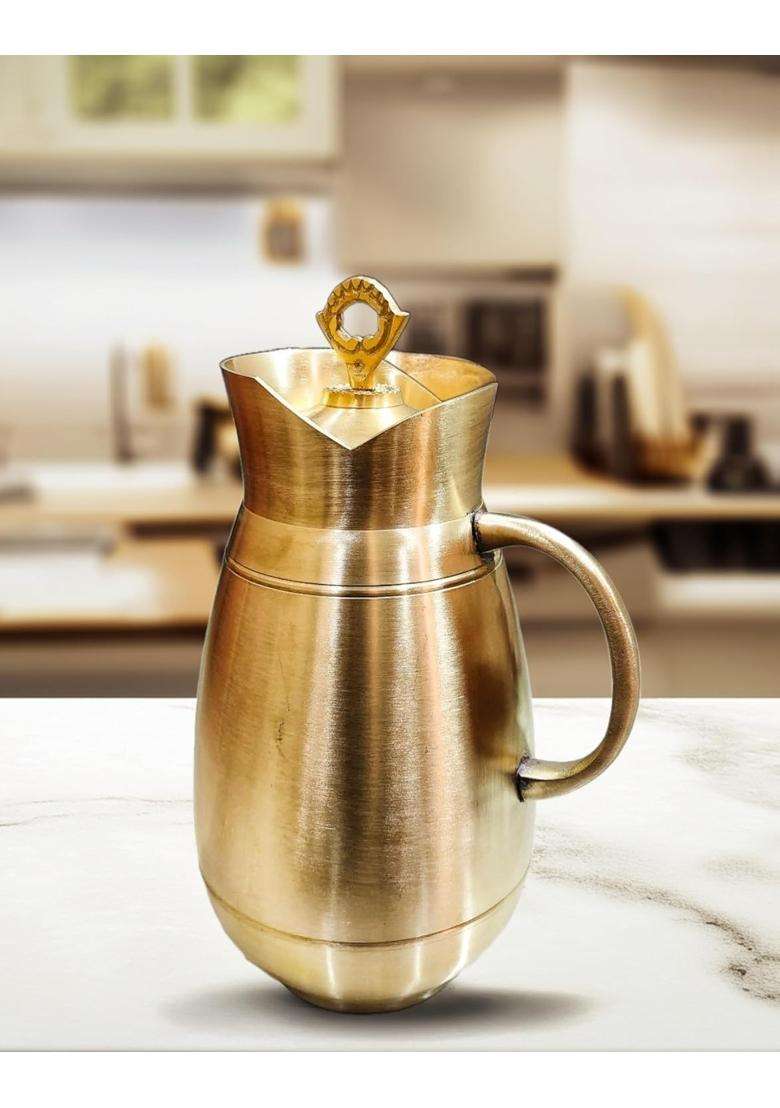 MORADABAD BRASS VILLA Brass Matte Brass Matt Jug Matte Finish | 1.5 L | 1.6 Qt - Indya