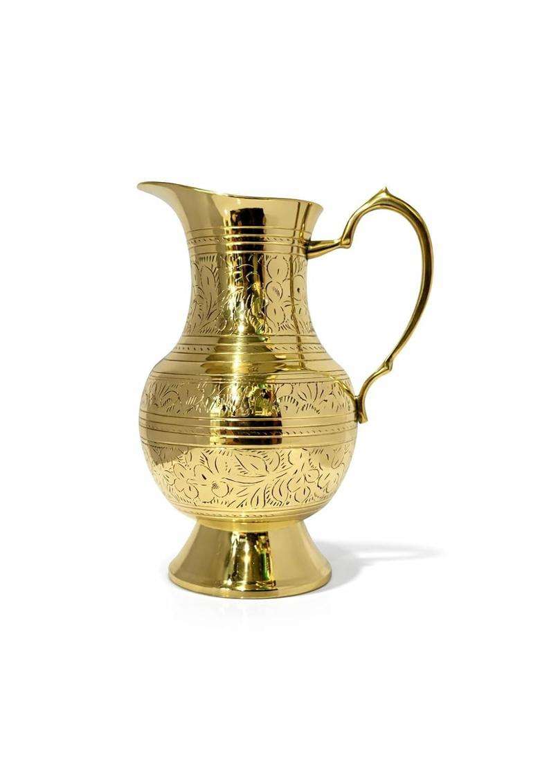 SHAAN mfg. Brass Serving Water Jug Traditional Tableware Pitcher | 2 L | 2.1 Qt - Indya