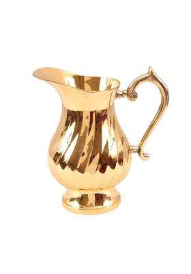 INDIAN ART VILLA Brass Lining Design Jug Pitcher | 1000 ml | 33.8 fl oz
