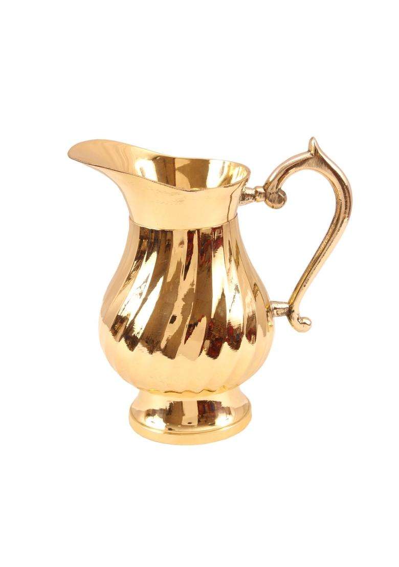 INDIAN ART VILLA Brass Lining Design Jug Pitcher | 1000 ml | 33.8 fl oz - Indya