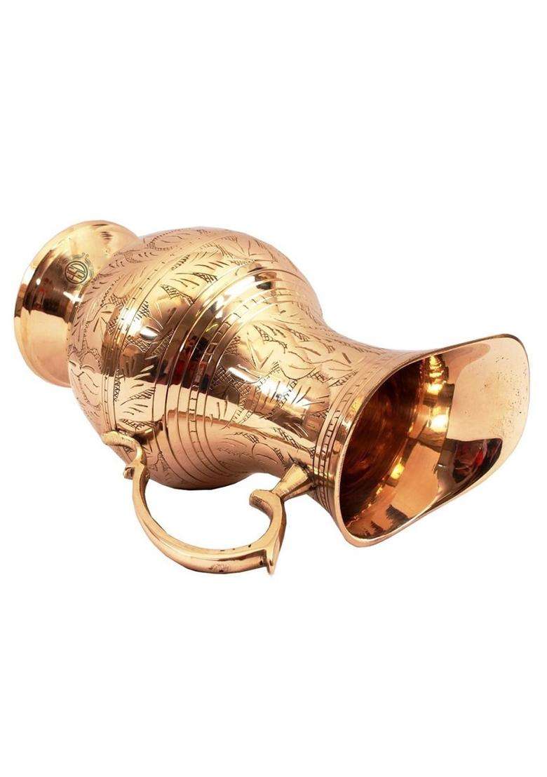DSH CRAFTING YOUR CURIOSITY DSH Handcrafted Pure Brass Water Jug Golden | 1000 ml | 33.8 fl oz - Indya