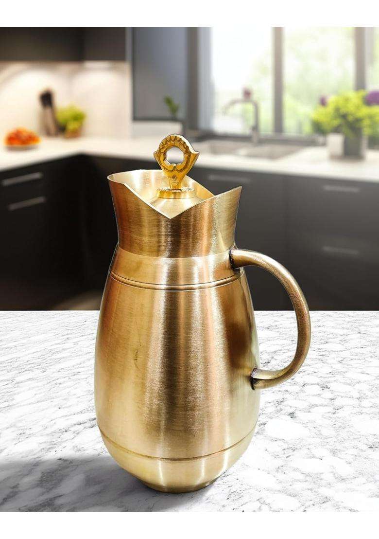 PTAL NAGRI Brass Designer Matte Finish Jug Pitcher | 1.5 L | 1.6 Qt - Indya