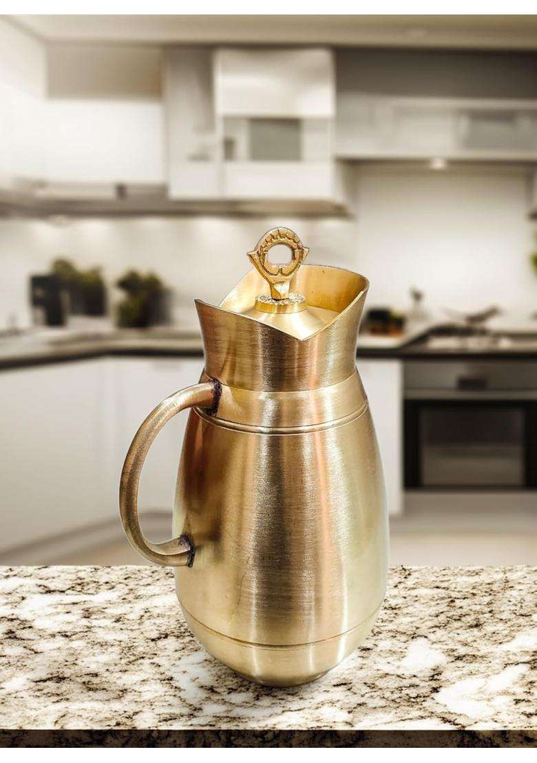PTAL NAGRI Brass Designer Matte Finish Jug Pitcher | 1.5 L | 1.6 Qt - Indya