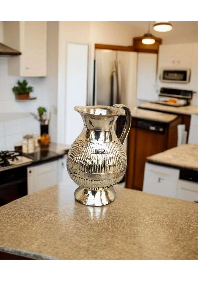 Blissful Decor Pure Brass Water Jug Brass Design Jug in Glossy Finishing 100 Handmade | 1.5 L | 1.6 Qt - Indya