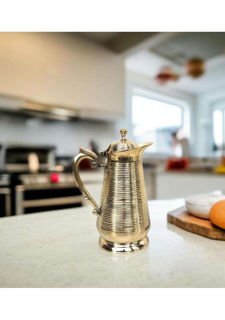 Blissful Decor Brass Embosed Jug Pitcher | 1.5 L | 1.6 Qt - Indya