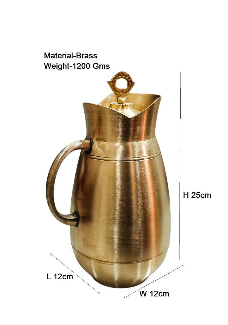 PITAL CRAFT VATIKA Matte Brass Matt Jug Matte Finish | 1.5 L | 1.6 Qt - Indya