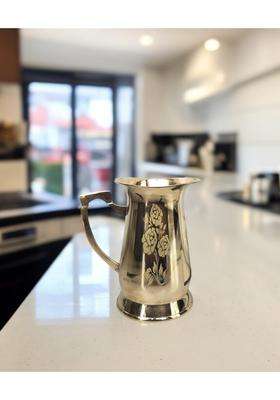 Blissful Decor Pure Brass Water Jug Flower Design Jug in Glossy Finishing 100 Brass Handmade | 1.2 L | 1.3 Qt