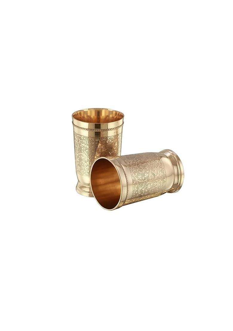 Copper-Master Brass Hotel Jug with 2 Glasses - Indya