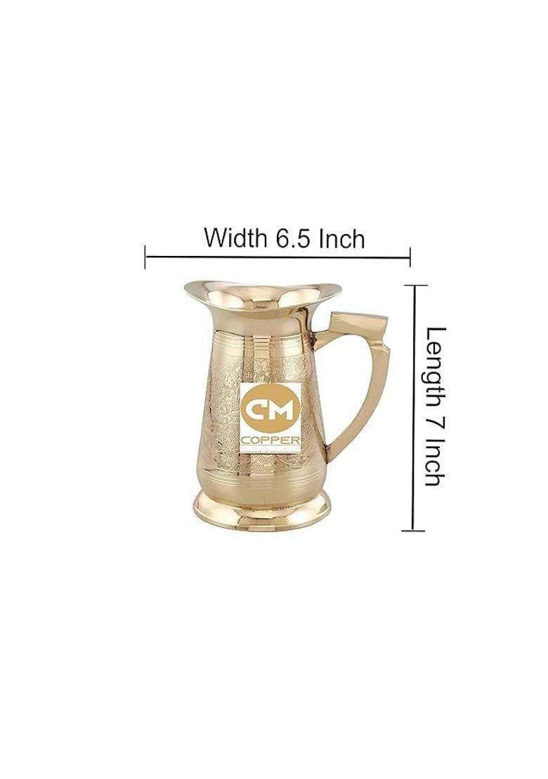 Copper-Master Brass Hotel Jug with 2 Glasses - Indya