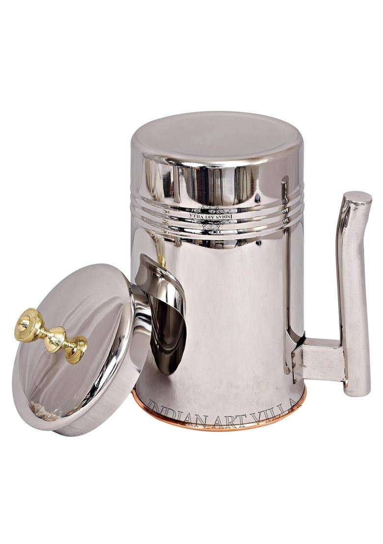 INDIAN ART VILLA Steel Copper Jug Pitcher with Brass Knob | 1500 ml | 50.7 fl oz - Indya