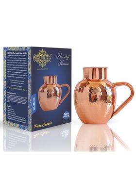 INDIAN ART VILLA Hammered Royal Surahi Design Copper Jug Pitcher | 1600 ml | 54.1 fl oz