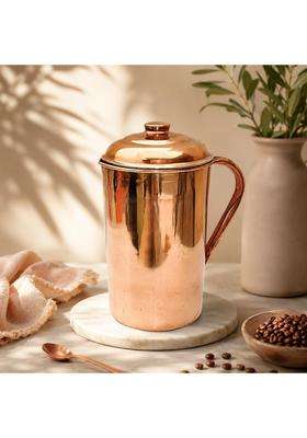 Adoko Pure Copper Water Jug | 2 L | 2.1 Qt | Handcrafted | Leak Proof