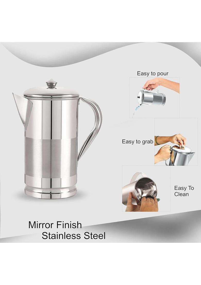 neelam Stainless Steel Lemon Jug | 1.5 L | 1.6 Qt - Indya