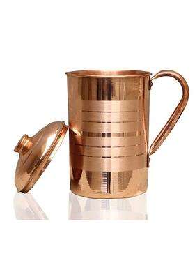 K.U.H.. Pure Heavy Copper Jug with Lid Handmade Copper Utensils for Ayurveda | 1.5 L | 1.6 Qt