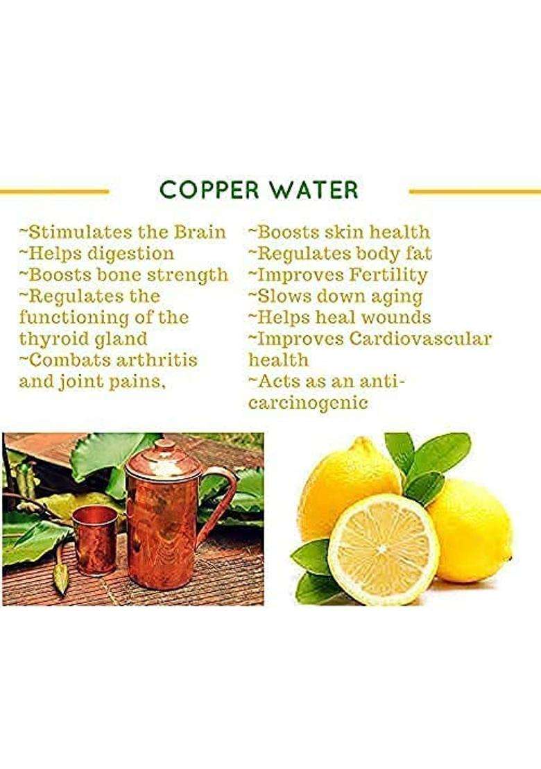 K.U.H.. Pure Heavy Copper Jug with Lid Handmade Copper Utensils for Ayurveda | 1.5 L | 1.6 Qt - Indya