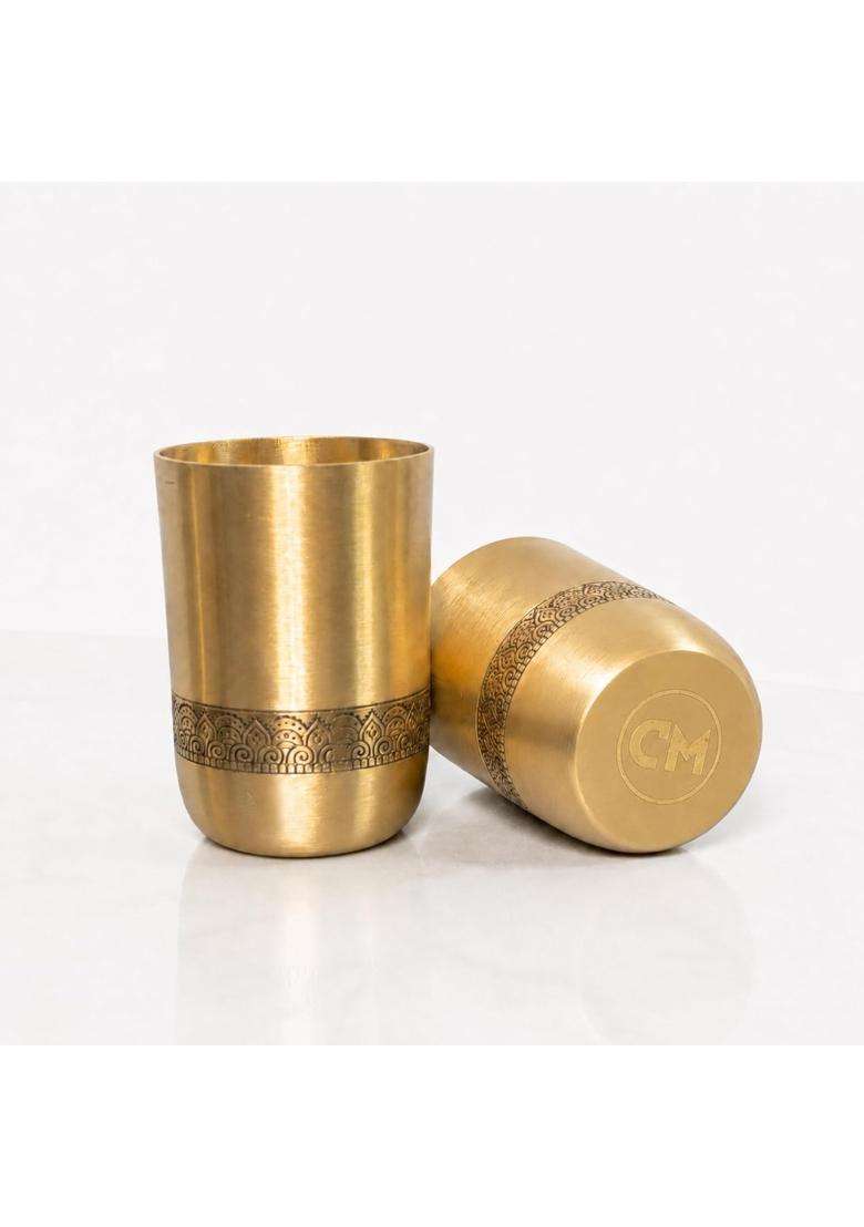 Copper-Master Virasat Brass Drinking Glass | Pack of 2 - Indya
