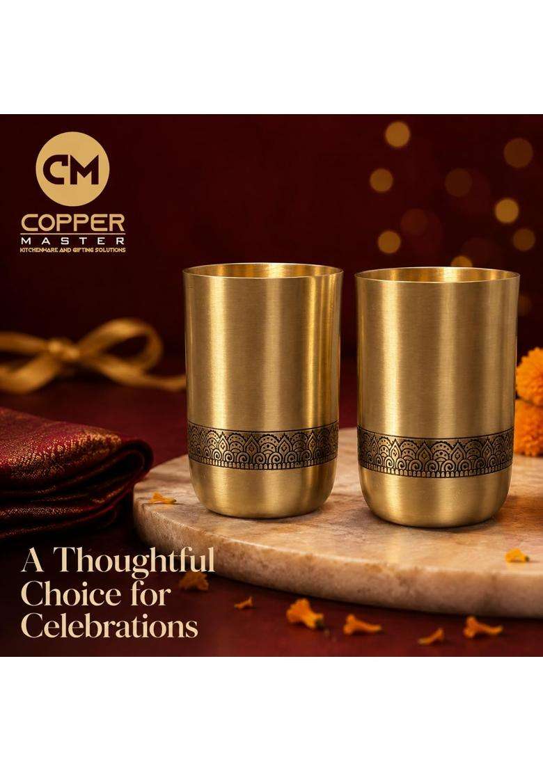 Copper-Master Virasat Brass Drinking Glass | Pack of 2 - Indya