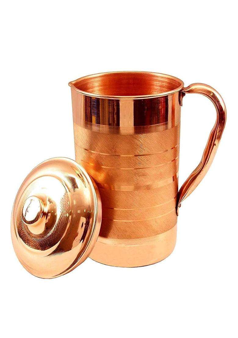 Adoko Pure Copper Water Jug Copper Pitcher for Drinking Water and Storage | 1.5 L | 1.6 Qt - Indya