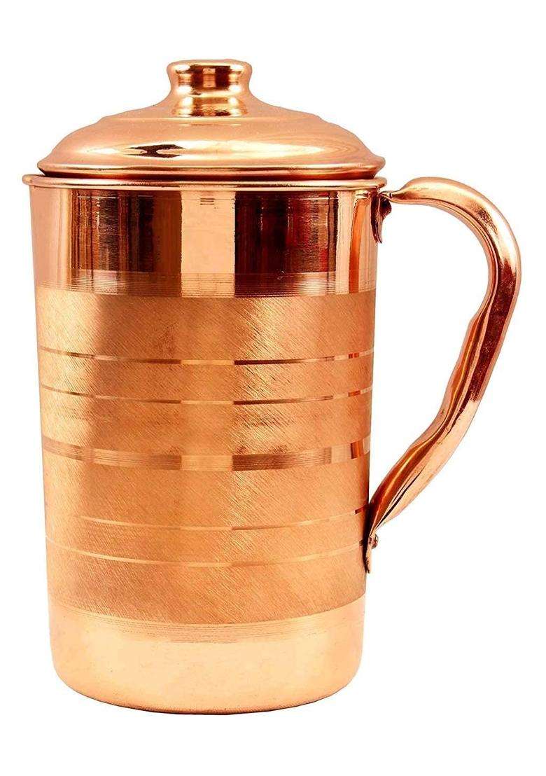 Adoko Pure Copper Water Jug Copper Pitcher for Drinking Water and Storage | 1.5 L | 1.6 Qt - Indya