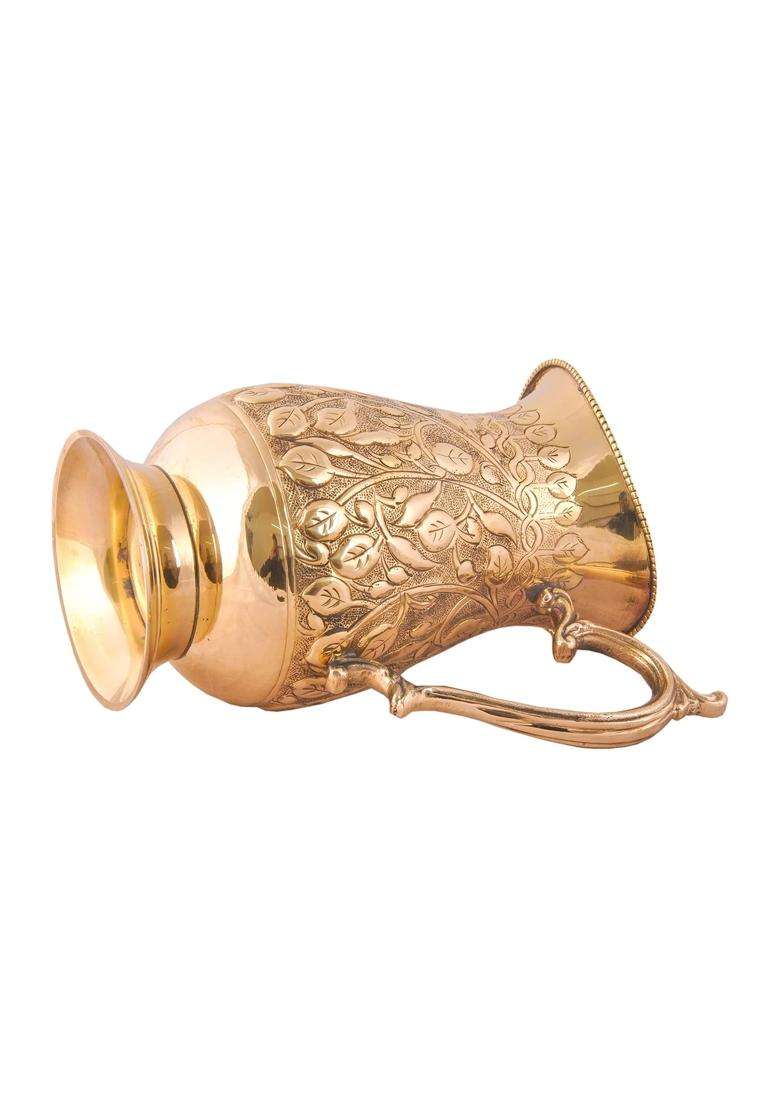 SHIV SHAKTI ARTS Brass Jug Mughal Design for Water Storing and Drinking Purpose Home Dining Décor | 1500 ml | 50.7 fl oz - Indya